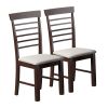 2 PCS Retro Dining Chair Rustic Rubberwood Dining Upholstered Chair with High Backrest Cushion for Small Space Kitchen Cream and Dark Cappuccino