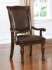 Glorious Classic Traditional Dining Chairs Cherry Solid wood Leatherette Cushion Seat Set of 2pc Arm Chairs Turned Legs Kitchen Dining Room