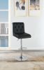 Adjustable Bar stool Gas lift Chair Black Faux Leather Tufted Chrome Base Modern Set of 2 Chairs Dining Kitchen