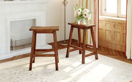 TOPMAX Farmhouse Rustic 2-piece Counter Height Wood Kitchen Dining Stools for Small Places, Walnut