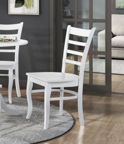 White Finish Dining Chairs Set of 2 Wooden Ladder-Back Casual Farmhouse Style Kitchen Dining Room Furniture