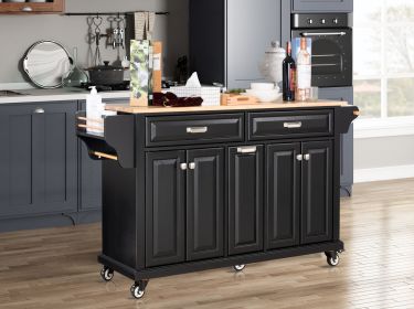 Cambridge Natural Wood Top Kitchen Island with Storage