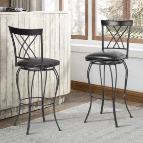 Industrial Counter Height Bar Stools Set of 2, Swivel Barstools with Metal Back for Kitchen Island, 29 Inch Height Round Seat