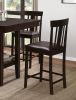 Black PU Upholstered Set of 2 Counter Height Chairs Espresso Finish Wooden Furniture Kitchen Dining Breakfast Chairs