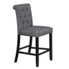 Charcoal Fabric Set of 2pc Counter Height Dining Chairs Contemporary Plush Cushion High Chairs Tufted Back Chair Kitchen Dining Room