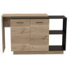 Sicilia Kitchen Island, Two External Shelves, Double Door Cabinets, Three Shelves -Black / Light Oak