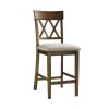 Light Oak Finish Counter Height Chairs Set of 2 Padded Seat Double Cross Back Wooden Kitchen Dining Funiture