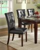 Dark Cherry Finish Wood Dining Chairs Set of 2 Faux Leather Upholstered Button Tufted Kitchen Dining Furniture Transitional Style