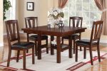 Dark Walnut Wood Framed Back Set of 2 Dining Chairs Breakfast Kitchen Cushion Seats