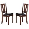 Dark Walnut Wood Framed Back Set of 2 Dining Chairs Breakfast Kitchen Cushion Seats