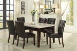 Dark Cherry Finish Wood Dining Chairs Set of 2 Faux Leather Upholstered Button Tufted Kitchen Dining Furniture Transitional Style