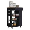 Blosson Kitchen Cart, One Drawer, Two Open Shelves, Four Casters -Black / Light Oak