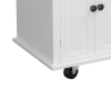 Kitchen Island Cart with Two Storage Cabinets and Two Locking Wheels,43.31 Inch Width,4 Door Cabinet and Two Drawers,Spice Rack, Towel Rack(White)