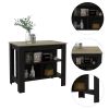 Cala Kitchen Island; Four Legs; Three Shelves -Black / Light Oak