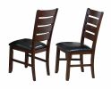 Contemporary Dining Chairs Set of 2 Brown Espresso Finish Solid Wood Faux Leather Cushion Side Chairs Kitchen Dining Room Furniture