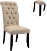 Dining Room Furniture Contemporary Rustic Style Beige Fabric Upholstered Tufted Set of 2 Chairs Kitchen Breakfast