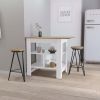 Adeline 3-Shelf Kitchen Island White and Macadamia