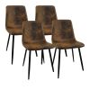 Dining Chairs Set of 4,Modern Kitchen Dining Room Chairs,Upholstered Dining Accent suedette Chairs in Cushion Seat and Sturdy Black Metal Legs(Brown)