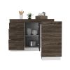 Kitchen Island Metask, Kitchen, White / Dark Walnut