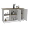 Kitchen Island Padua, Kitchen, White / Light Oak