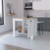 Vancouver 1-Door Kitchen Island with Open Shelf White and Macadamia