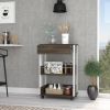 Dering 1-Drawer 2-Shelf Kitchen Cart with Caster White and Dark Walnut