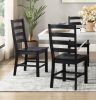 Contemporary Black Finish Side Chairs Set of 2 Dining Wooden Kitchen Dining Furniture Casual Style