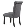 Charcoal Fabric Set of 2 Dining Chairs Contemporary Plush Cushion Side Chairs Tufted Back Chair Kitchen Dining Room