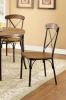 Industrial Style Set of 2pcs Dining Chairs Metal Frame Natural Elm, Bronze Wooden Contour Seat Kitchen Dining Room Furniture