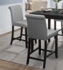 Counter Height Chairs Set of 2 Black Finish Upholstered Gray Padded Seat Back Transitional Dining Kitchen Wooden Furniture