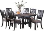 Dark Coffee Classic Wood Kitchen Dining Room Set of 2 Side Chairs Fabric upholstered Seat Unique Design Back