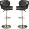 Modern Kitchen Island Stools Black Faux Leather Stool Counter Height Chairs Set of 2 Adjustable Height Gas Lift Chrome Base.