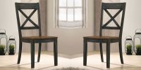 2pcs Dining Chairs Farmhouse Design Antique Oak / Antique Black Two-Tone X-shaped back Kitchen Dining Room Furniture