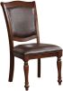 Luxurious Traditional Dining Chairs Brown Cherry Solid wood Espresso Leatherette Seat Set of 2pc Side Chairs Turned Legs Kitchen Dining Room