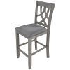 TOPMAX Farmhouse 2 Piece Padded Round Counter Height Kitchen Dining Chairs with Cross Back for Small Places, Gray