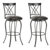 Industrial Counter Height Bar Stools Set of 2, Swivel Barstools with Metal Back for Kitchen Island, 29 Inch Height Round Seat