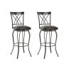 Industrial Counter Height Bar Stools Set of 2, Swivel Barstools with Metal Back for Kitchen Island, 29 Inch Height Round Seat