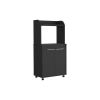 Kitchen Cart Totti, Double Door Cabinet, One Open Shelf, Two Interior Shelves, Black Wengue Finish