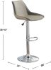 Dining Kitchen Adjustable Bar stool Chair Light Grey Wax Polyurethane Leather Chrome Base Modern Set of 2 Chairs / Bar Stool