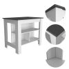 Cala Kitchen Island; Four Legs; Three Shelves -White / Onyx