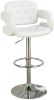 Classic Armrest Tufted White Faux Leather Upholstered Faux Leather Barstool / Chair Adjustable Height Swivel Kitchen Stools 1pc Chair