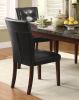 Dark Cherry Finish Wood Dining Chairs Set of 2 Faux Leather Upholstered Button Tufted Kitchen Dining Furniture Transitional Style