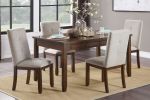 Chenille Upholstered Chairs Set of 2 Dark Cherry Finish Wood Frame Tufted Back Dining Chairs for Kitchen Funiture