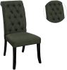 Dining Room Furniture Contemporary Rustic Style Gray Fabric Upholstered Tufted Set of 2 Chairs Kitchen Breakfast