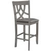 TOPMAX Farmhouse 2 Piece Padded Round Counter Height Kitchen Dining Chairs with Cross Back for Small Places, Gray