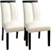 Set of 2 Chairs Black And White Leatherette Beautiful Padded Side Chairs Slit Back Design Kitchen Dining Room Furniture