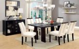 Set of 2 Chairs Black And White Leatherette Beautiful Padded Side Chairs Slit Back Design Kitchen Dining Room Furniture