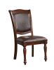 Luxurious Traditional Dining Chairs Brown Cherry Solid wood Espresso Leatherette Seat Set of 2pc Side Chairs Turned Legs Kitchen Dining Room