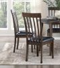 Espresso Finish Set of 2 Chairs Black Faux Leather Upholstered Seat Wooden Kitchen Dining Room Furniture