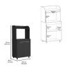 Kitchen Cart Totti, Double Door Cabinet, One Open Shelf, Two Interior Shelves, Black Wengue Finish